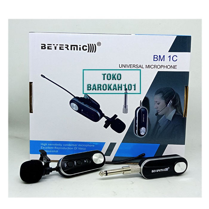 Mic Wireless BEYERMIC BM1C Mik Imam Sholat Microphone Clip On Mik KLIP
