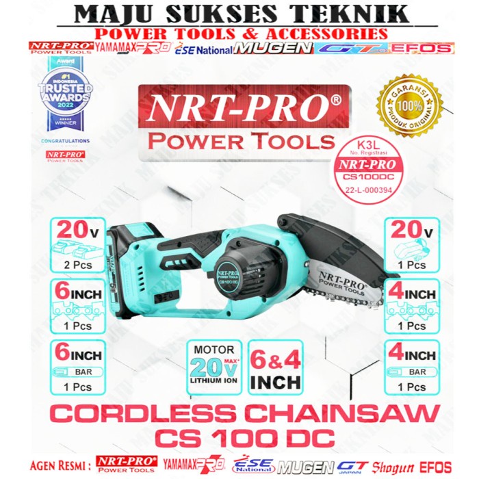Mini Chainsaw Baterai Cordless 6 & 4 Inch NRT PRO CS 100 DC