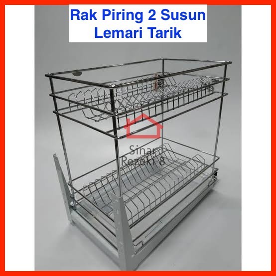 PRODUK TERBATAS Rak Piring 2 Susun Lemari Tarik Taco HW - 023i / Dapur Dalam