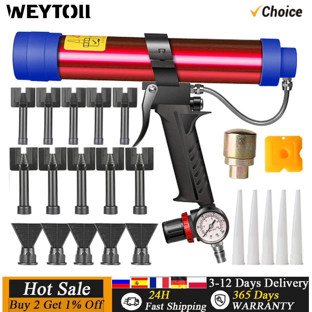 Adjustable Pneumatic Glass Glue Gun Air Rubber Gun Tool 310ml Hard Glue Sealant Applicator Caulking 