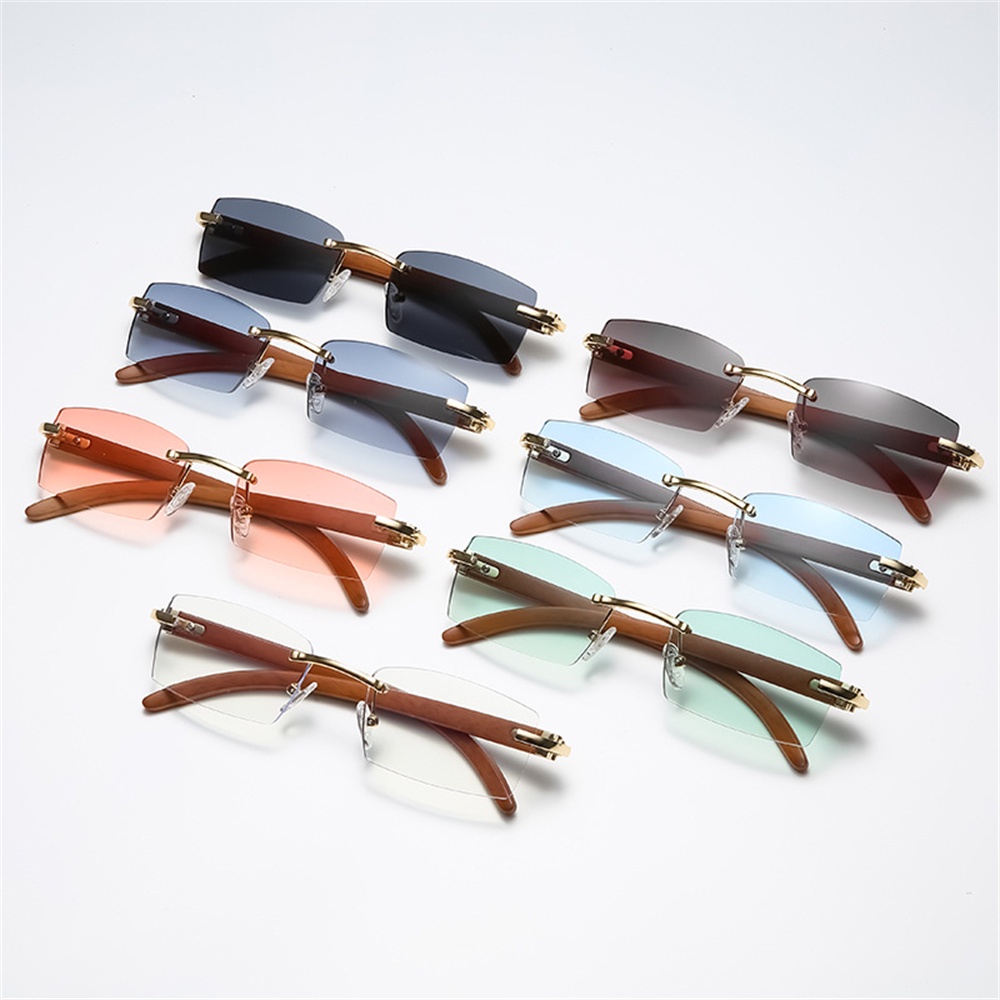 Rectangle Fashion Rimless Sunglasses For Women Men Gangster 90S Frameless Shades Retro Vintage