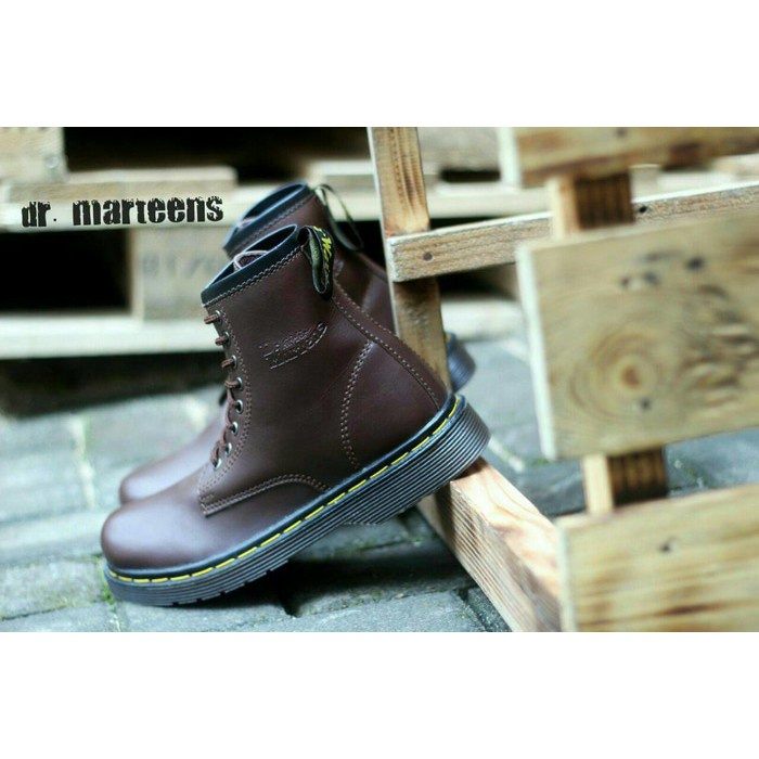 Viral  Sepatu Dr Martens High Boots Maroon Coklat Hitam Kulit Unisex Boots Pria Original Handmade