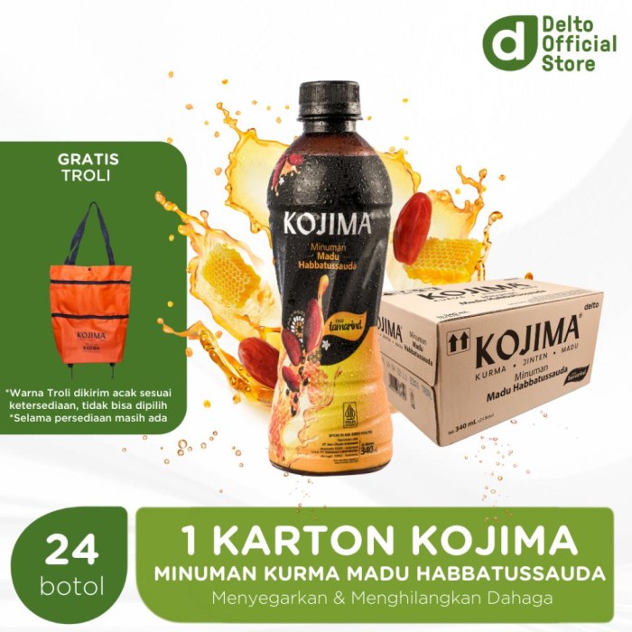 

1 Karton Kojima Minuman Kurma Madu Habbatussauda 340 ml (24 Botol)