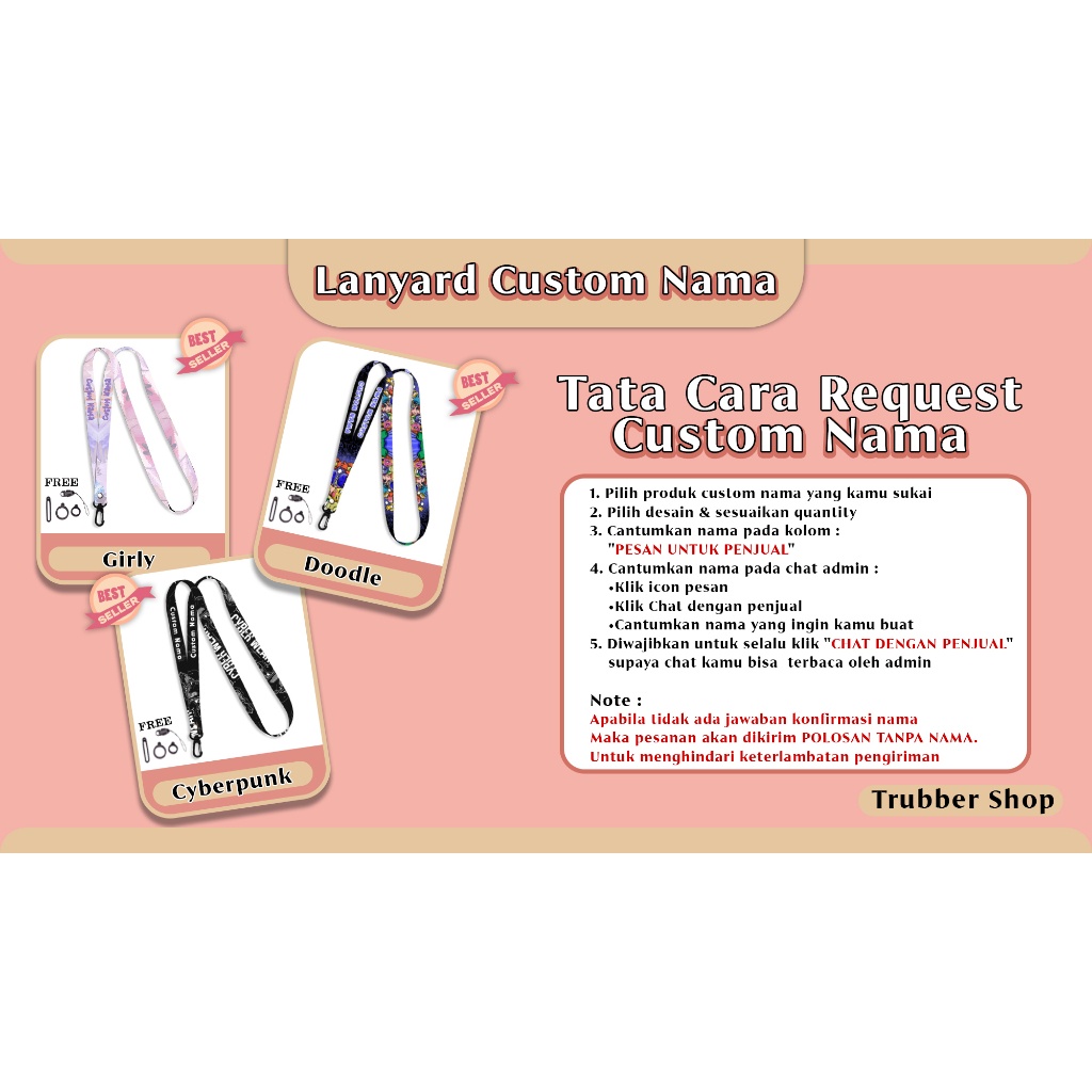 

iK! Lanyard Custom Nama Satuan Y2K Series Tali Lanyard Gantungan Free Holder 1,5 cm Printing 2 Sisi