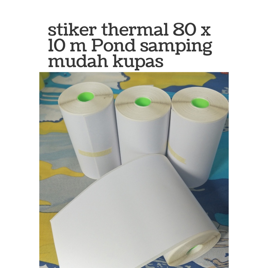 

IK! Label Sticker Continuous 80 mm x 10 meter pond samg mudah kupas- Label Kertas Thermal Stiker /