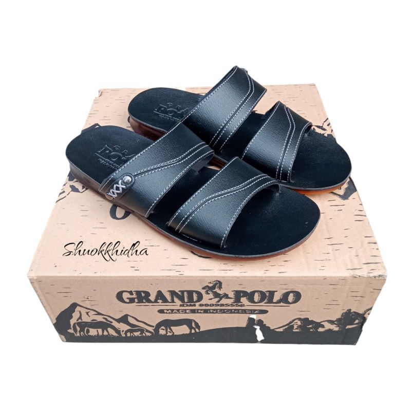 DISKON GRAND POLO SANDAL SLIDE PRIA KULIT SAPI ASLI ORIGINAL CLASSIC SERIES SANDAL PRIA KULIT POLO