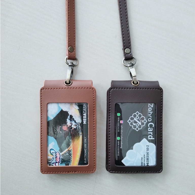 

iK! Id Card name tag kulit Holder Double Flip Magnet Terbaru
