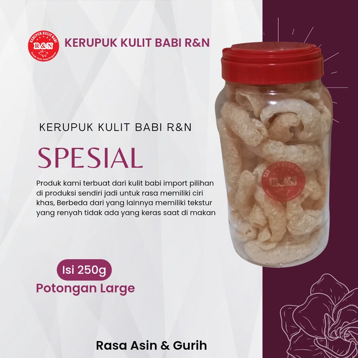 

Terbaru Kerupuk Kulit/Rambak Babi Import Cu Jiu Cha Merek R&N 3L/250G Premium Ready