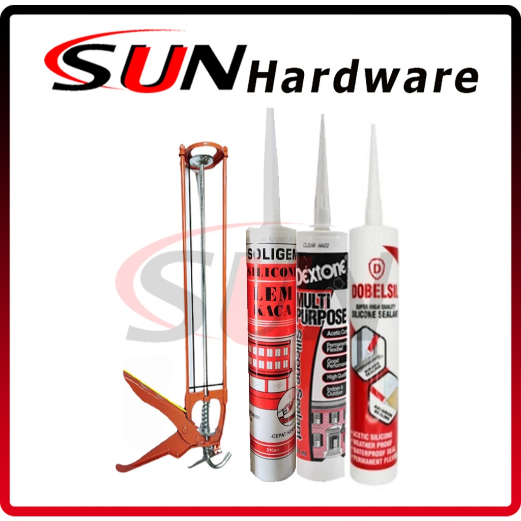 

iK! Paket 1 Set Lem Kaca Sealent Silicone Clear Bening Putih Hitam Coklat Alumunium Aquarium