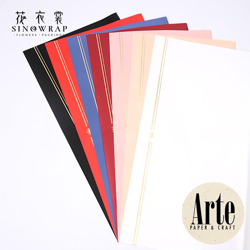 

IK! 20 Lembar Cellophane Frame Tebal Gold Crown Sinowrap Ori Kertas Buket Bunga Korean Waterproof