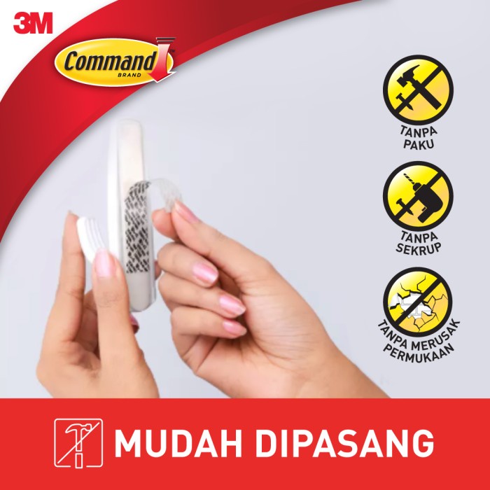 

SALE PROMO 3M COMMAND HOOK, 17001-6, MENAHAN BEBAN HINGGA 1,3 KG READYY