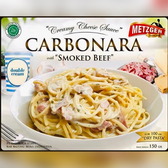 

Ready Smoked Beef Carbonara Pasta Creamy Cheese Sauce 300Gr
