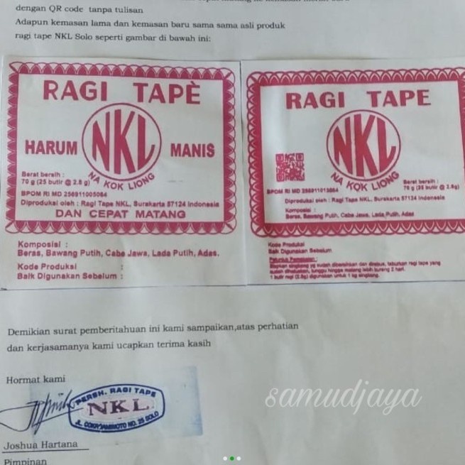 

HJK ragi tape singkong ketan manis nkl/ pakan semut jepang isi 25 butir