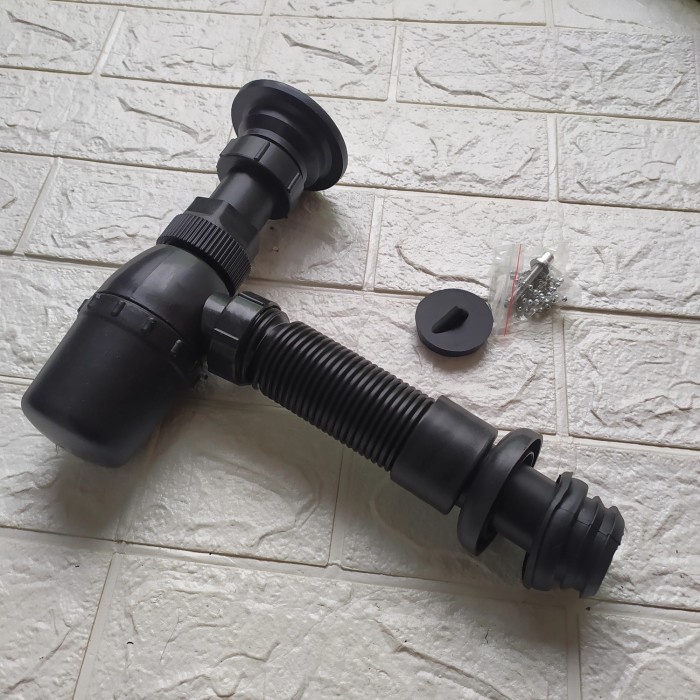 TOP AFUR WASTAFEL BLACK/SIFON PVC WASTAFEL BLACK/AFUR PEMBUANGAN WASTAFEL -