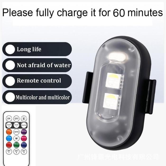 Jt Mntb" [Bosjie]Strobe Light Lampu Kedip Aircraft Motor Drone 7 Warna Rechargeable Usb Led Pesawat