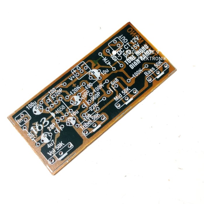 TERJAMIN PCB Tone Control Mono Dian rama IC 4558 Treble middle bass volume 163