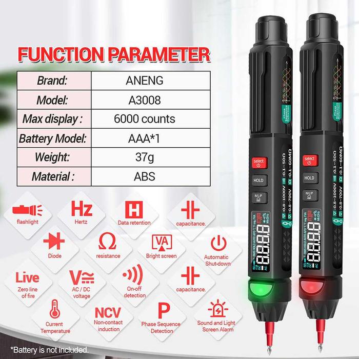 Jt Mntb" Aneng A3008 Aneng Tester Pen Detector Test Pen Listrik Tester Pen Deteksi Kabel Putus Multi