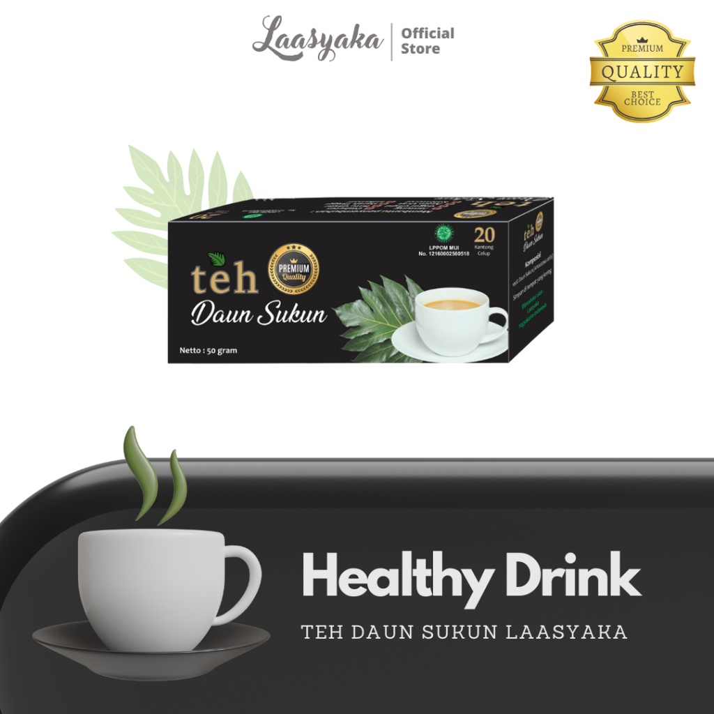 

( PROMO ) Teh Celup Daun Sukun Premium Laasyaka Obat Ginjal, Kolesterol, Asam Urat, Jantung,