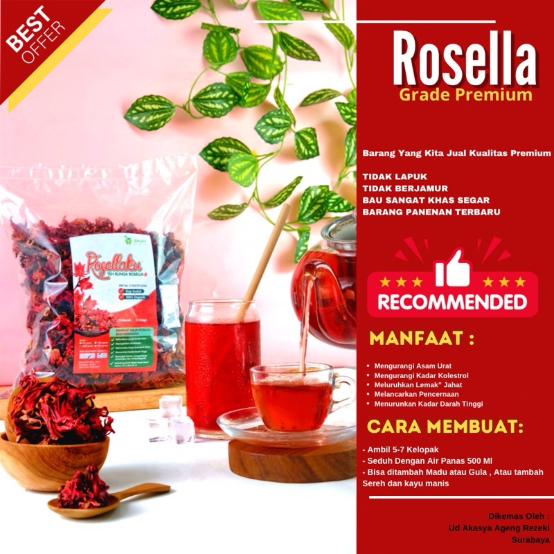 

( PROMO ) TEH ROSELA/TEH BUNGA ROSELA MERAH/OBAT KOLESTROL/OBAT DIABETES / Rosela merah/Hibicus