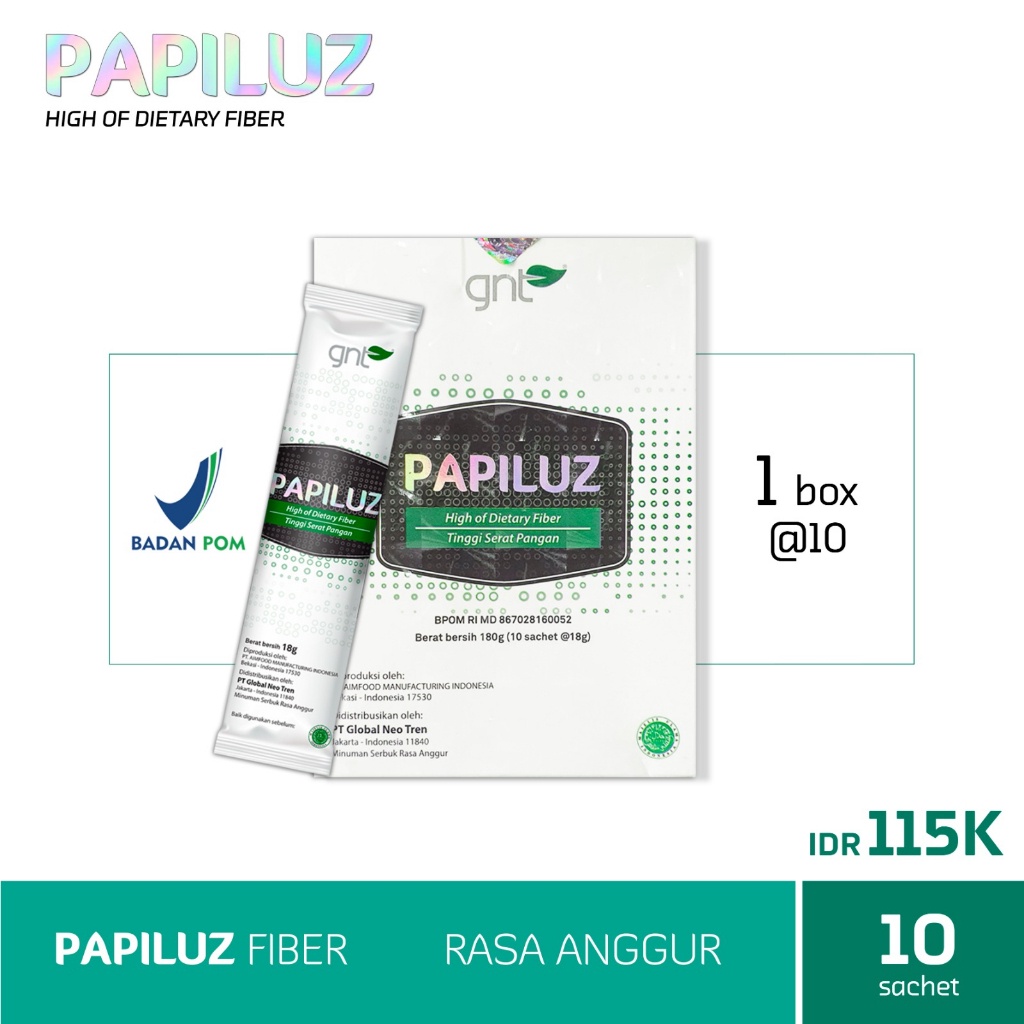 

( PROMO ) Papiluz Fiber Minuman Serbuk Serat Alami Ekstrak Anggur @10 sachet BEST SELLER