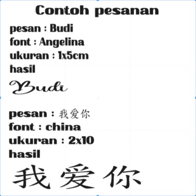 tato temporer custom nama sendiri, Tato Temporer Bisa Costume Nama Sendiri sesuai requestan