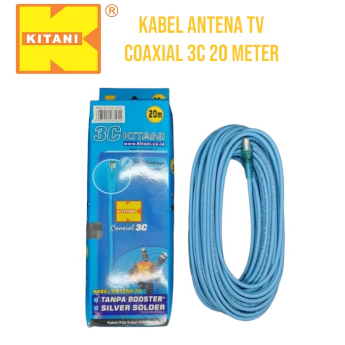 Kabel Antena TV Coaxial 3C Panjang 20 Meter Kitani