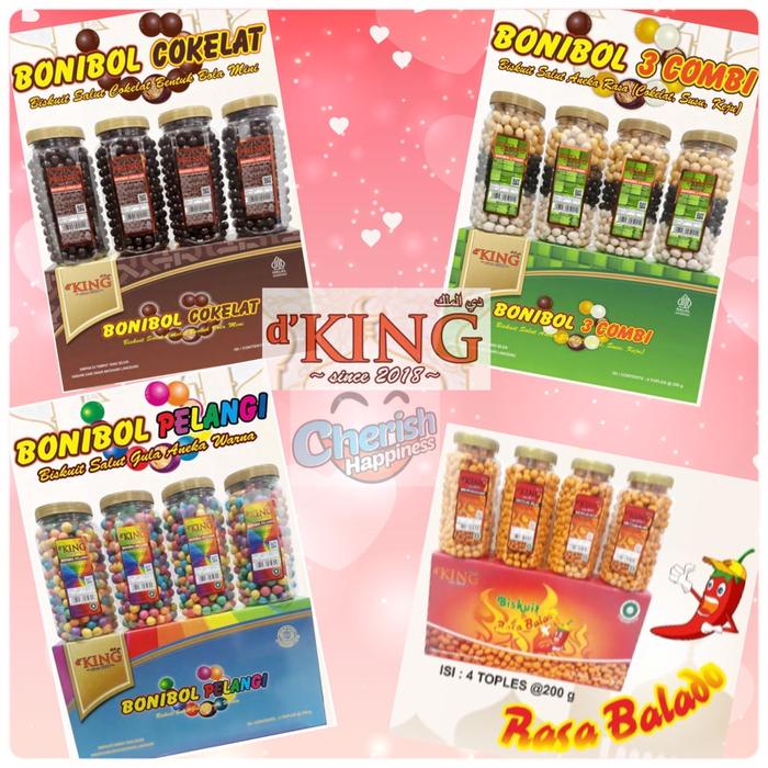 

1 Kotak D'KING Bonibol Cokelat & Combi & New Bonibol Balado ~ Biskuit Salut Cokelat Bentuk Bola Mini