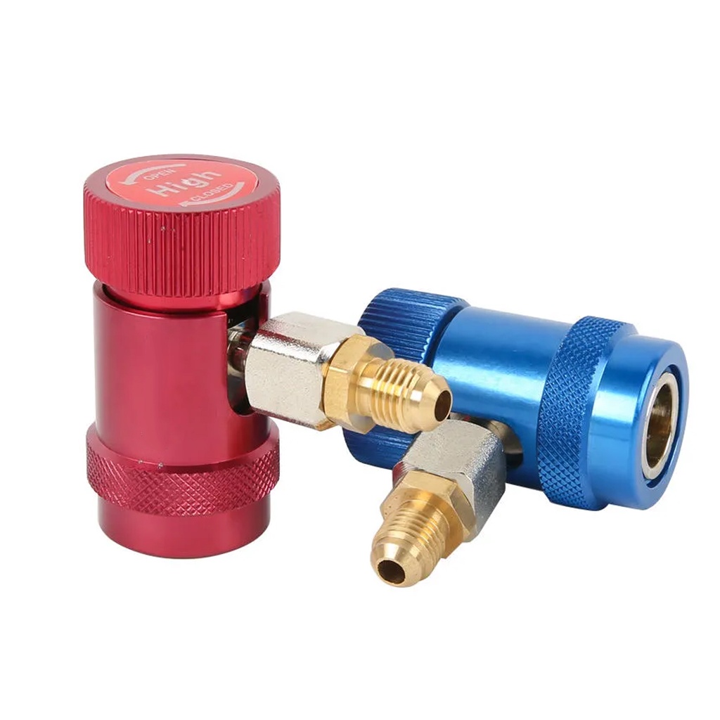 Freon R1234YF Auto Car Quick Coupler Connector Brass Adapters Air Conditioning Refrigerant Adjustabl