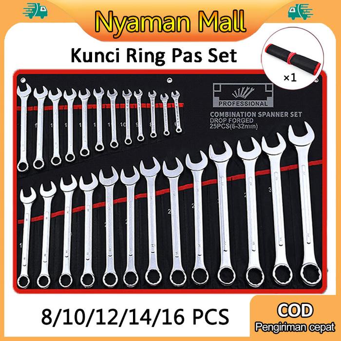 MURAH Kunci Ring Pas Set 8-16 Pcs 6-32mm Kunci Pas/Kunci Ring Pas Set Tool Kunci Ring