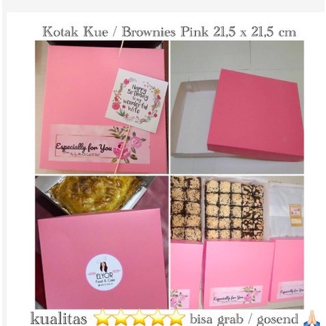 Kotak Kue PINK / Box Dus Kue / Kotak Brownies / Bolu / Cake / Donat