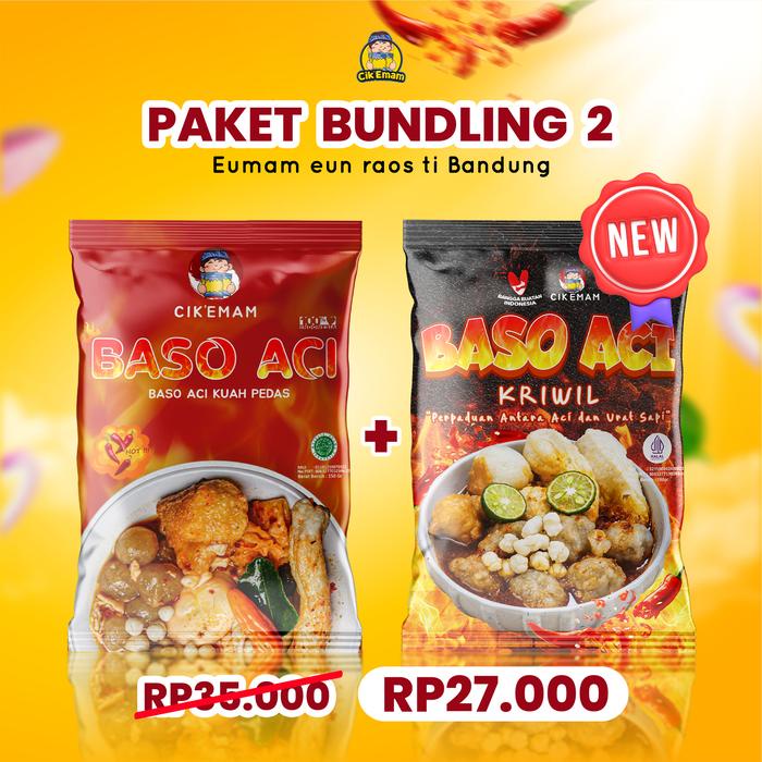 

CIK'EMAM - Paket Bundling 2 BASO ACI KUAH PEDAS + BASO ACI KRIWIL Bawang Chili Food Instan Spicy