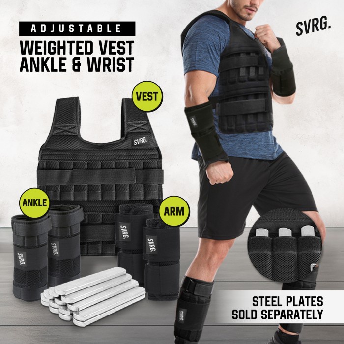Terlaris Svarga Adjustable Weighted Vest - Wrist & Ankle Weight - Rompi Beban