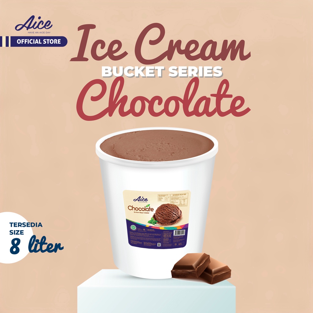 AICE Chocolate Bucket 8 Liter Cokelat Ice Cream Es Krim Ember 8L Eskrim