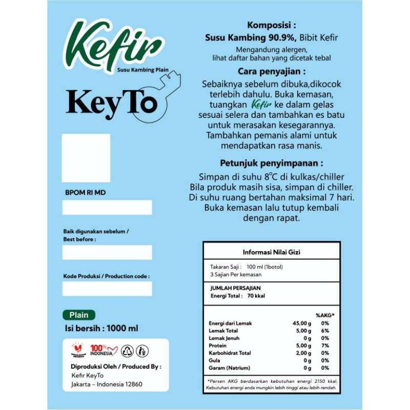 

Susu Kefir Kambing Original 310 ml