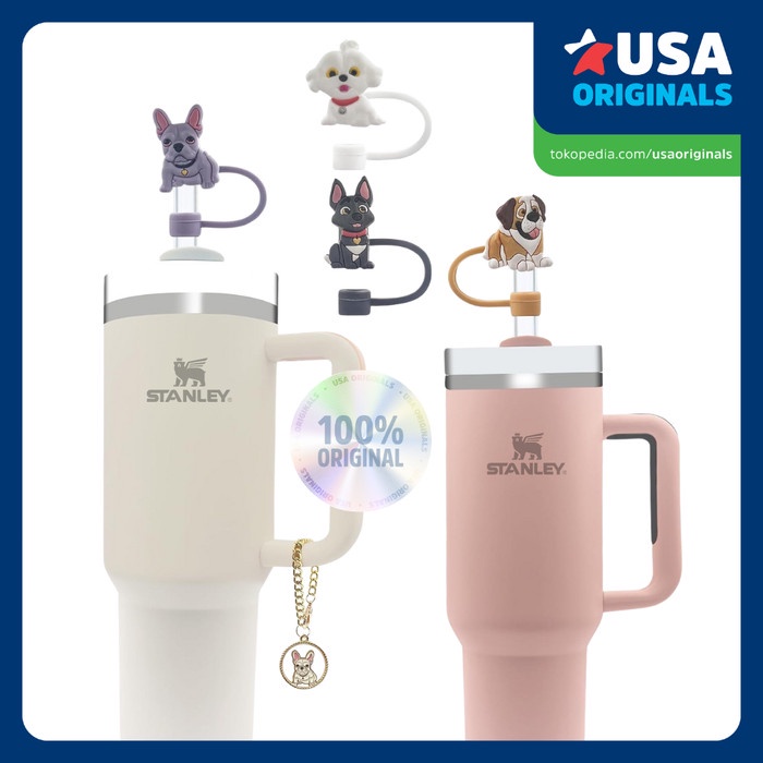 Stanley Owala Corkcicle Tutup Sedotan Straw Cover Charm Puppy Doggy Anjing Tumbler 10Mm - Asli