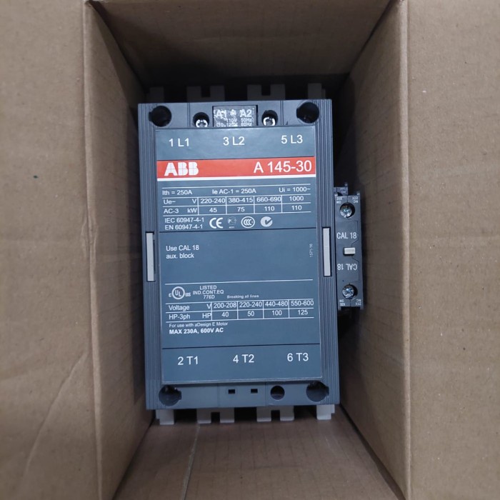TOP KONTAKTOR ABB TIPE A145-30 250A 220V -