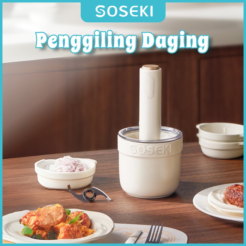 SOSKEI Blender Chopper Daging / 300W Blender Bumbu / FREE 3 Mangkuk Mini Chopper Mini / Coper