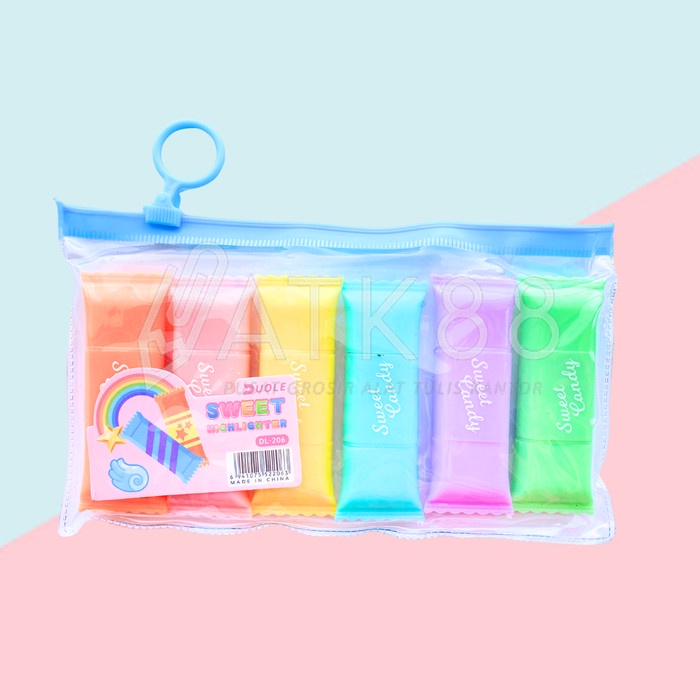 

ATKJaya- Highlighter Dual Tip Permen Mini Candy Stationery Pastel Lucu 6 pcs