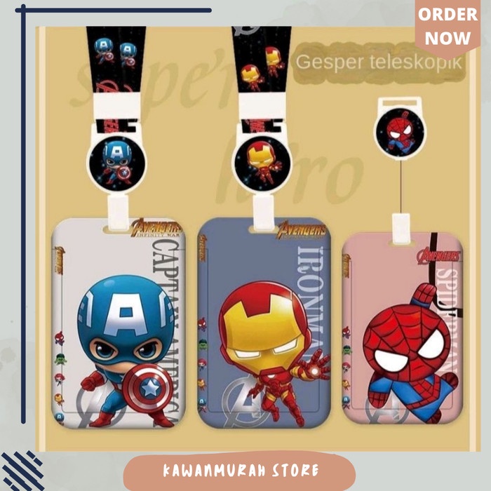 

ATKJaya- ID Card Holder Motif Cartoon Superhero / Lanyard Motif Astronot Kawai