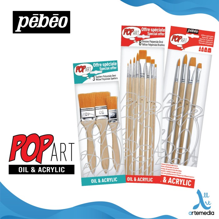 

ATKJaya- Kuas Lukis Pebeo Yellow Polyamide Oil and Acrylic Brush Set