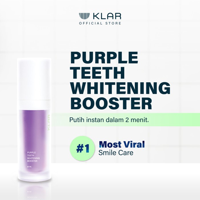 

KLAR PURPLE TEETH WHITENING BOOSTER PEMUTIH GIGI INSTANT 2 MENIT BEST SELLER