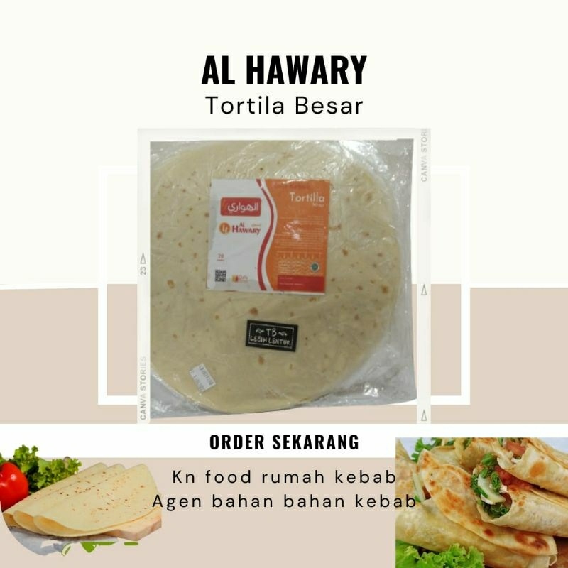

Tortila Kebab AL HAWARY- Kulit Kebab - diameter 24 cm - isi 20- Tortila Besar Al HAWARY