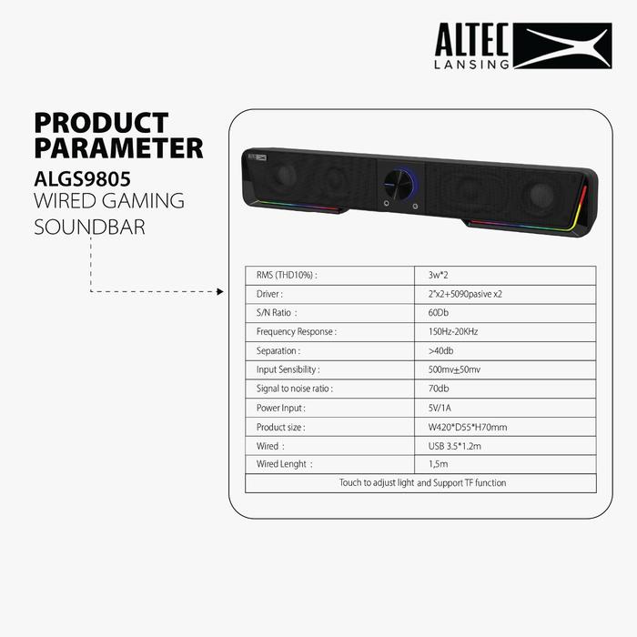 Altec Lansing Speaker Stereo Soundbar ALGS9805