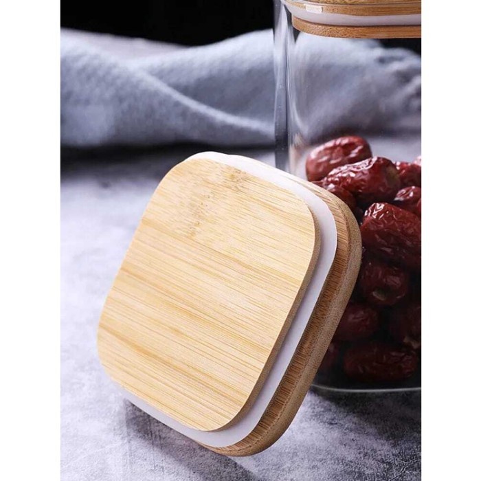 / Toples Ukuran Besar Toples Kaca Tutup Kayu Kedap Udara
