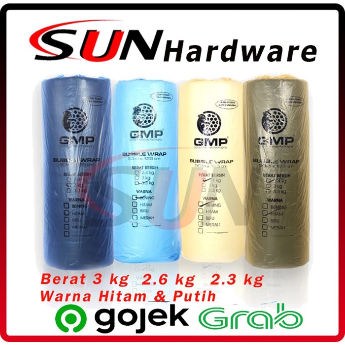 

SOUVEN- Bubble Wrap Rol GMP 3 2.6 2.3 KG 50 Meter Buble Hitam Putih Transparan