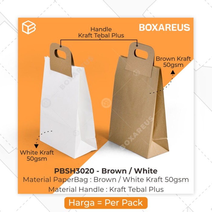 

SOUVEN- Paper Bag Kantong Roti Lunch Paperbag Kraft Polos - PBSH3020