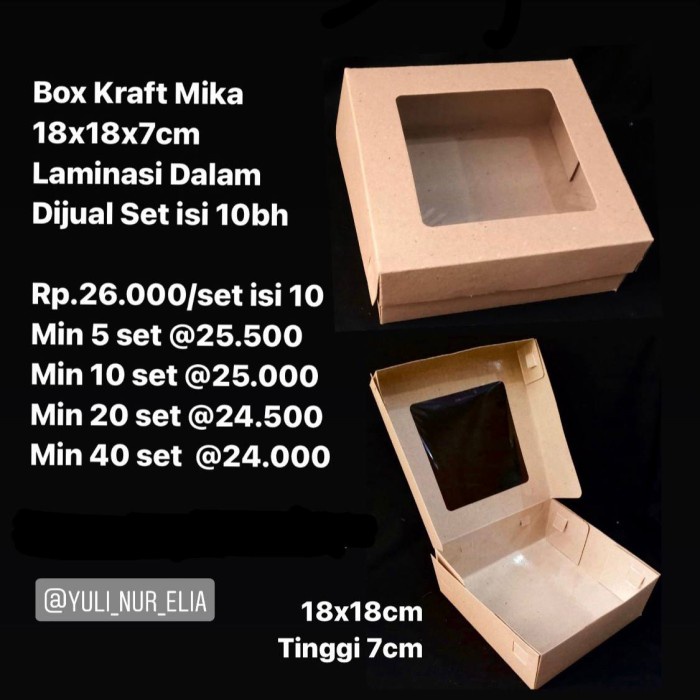 

SOUVEN- Box Kraft Mika 18x18x7cm Laminasi Dalam Dijual Set isi 10bh