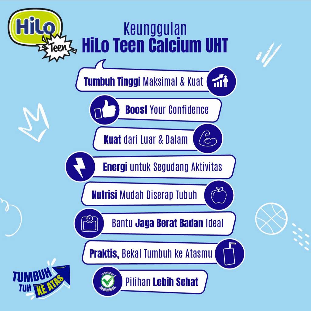 

4 Pack - HiLo Teen UHT Chocolate Milk 200 ml x 4 pcs Ready to Drink (RTD) - Susu Tinggi Kalsium