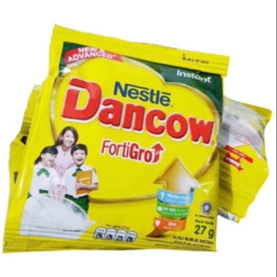 Susu bubuk Dancow Fortigro Sachet Putih dan Coklat