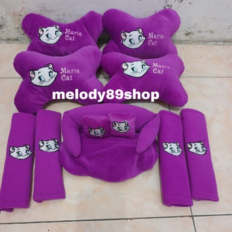 HABISIN STOK Bantal Mobil Marie Cat Ungu/Bantal Set Marie Cat/Paket Bantal Mobil Marie Ungu/Bantal
